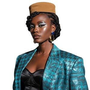 Vintage Canadian made warm brown genuine suede leather pill box style hat 22"